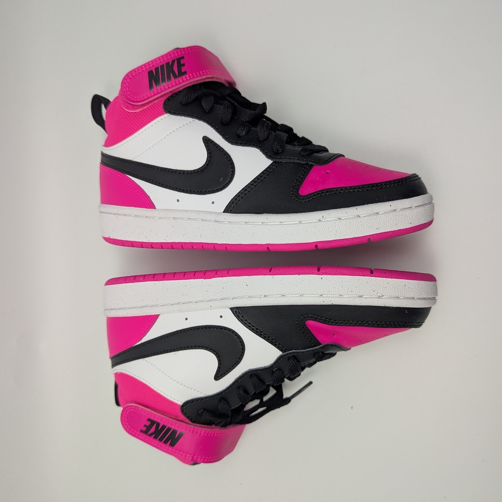 Nike Pink and Black Court Borough Mid 2 Basketball Sneaker Shoes